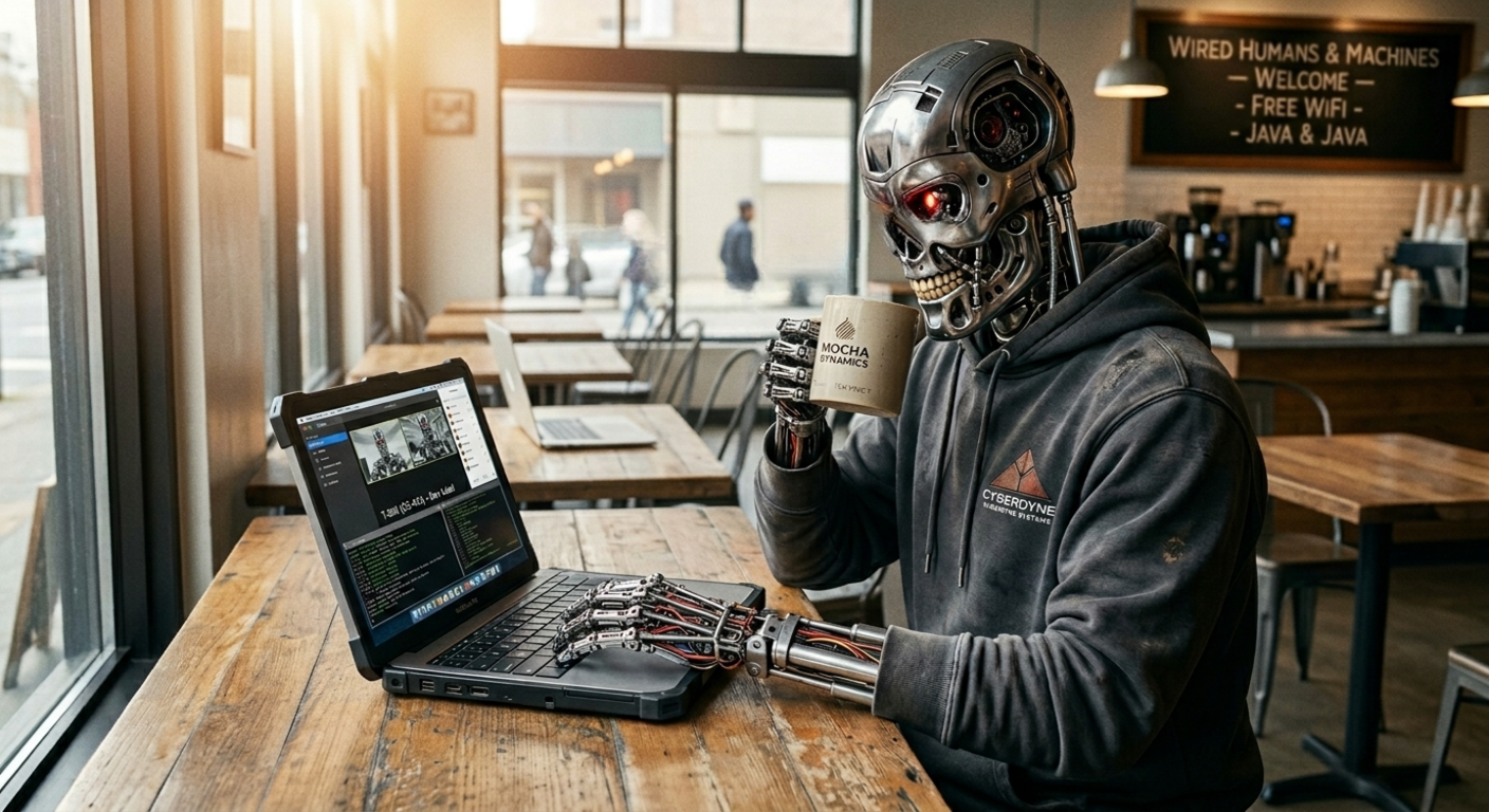 Why Job Candidates Hate AI Interview Bots Like Zara (And a Better Free Alternative) Robot working in a coffee shop ai generated